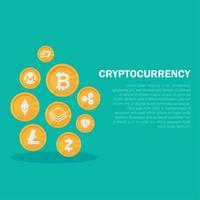 cryptocurrency op blauwe achtergrond, digitale valuta, futuristisch digitaal geld vector