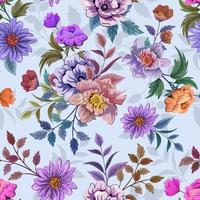 elegant kleurrijk naadloos patroon met botanische bloemenontwerpillustratie. vector