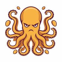 Octopus tekenfilm karakter illustratie geïsoleerd Aan wit achtergrond vector