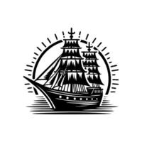 pinisi schip illustratie, pinisi schip silhouet vector