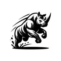 neushoorn logo voorraad. illustratie van een silhouet van een neushoorn staand Aan geïsoleerd wit achtergrond vector