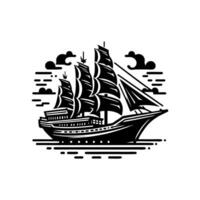 pinisi schip illustratie, pinisi schip silhouet vector