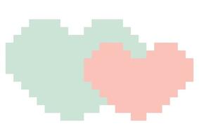 een verzameling hartontwerpen met een pixelontwerpthema vector