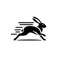 logos van konijn is rennen. zwart konijn rennen logo concept. konijn logo ontwerp vector