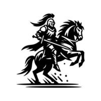 ruiter ridder logo ontwerp. paard krijger logo. oorlog paard silhouet vector