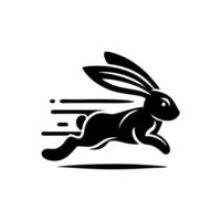 logos van konijn is rennen. zwart konijn rennen logo concept. konijn logo ontwerp vector
