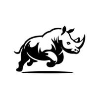 neushoorn logo voorraad. illustratie van een silhouet van een neushoorn staand Aan geïsoleerd wit achtergrond vector