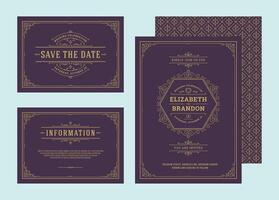reeks bruiloft uitnodigingen bloeit ornamenten kaarten elegant overladen Sjablonen. vector