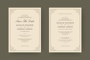 bruiloft uitnodiging opslaan de datum kaart sjabloon elegant bloeit ornamenten vignet wervelingen illustratie vector
