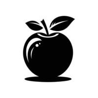 zwart appel silhouet illustratie fruit clip art voor gezond aan het eten en voeding ontwerpen vector