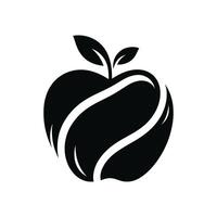zwart appel silhouet illustratie fruit clip art voor gezond aan het eten en voeding ontwerpen vector