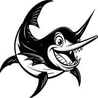 marlijn zwaardvis illustratie in zwart clip art stijl blauw marlijn vector