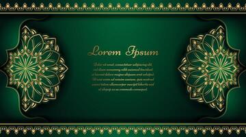 luxe groen achtergrond met gouden mandala ornament vector