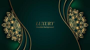 groen luxe achtergrond, met goud mandala ornament vector