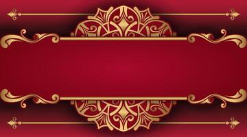 rood luxe achtergrond, met goud mandala ornament vector