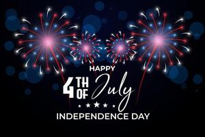 4e van juli onafhankelijkheid dag vuurwerk licht achtergrond. illustratie. vector