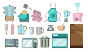 modern keuken gereedschap en huishoudelijke apparaten illustratie reeks vector