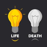 elektrisch lamp. leven en dood. schakelen uit en besparing elektriciteit in Oekraïne in de vallen van 2022. vector