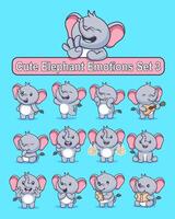 reeks van schattig olifant tekenfilm karakter in divers poses stickers vector