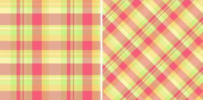 patroon Schotse ruit van textiel naadloos structuur met een achtergrond kleding stof controleren plaid. reeks in zomer kleuren. elegant sjaals voor Dames. vector