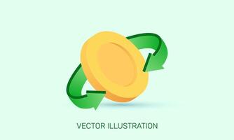 3d realistisch uniek icoon concept geld munt overdracht bundels ontwerp vector