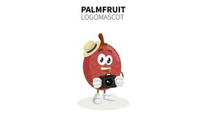 cartoon palmolie fruit mascotte, vectorillustratie van een schattige palmolie fruit karakter mascotte vector