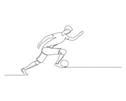 doorlopend single lijn tekening van Amerikaans voetbal spelers rennen snel terwijl dribbelen de bal. voetbal toernooi evenement ontwerp illustratie vector