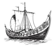 oude vikingen Aan boot vector