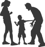 silhouet kind misbruik ouders schelden kinderen jongen zwart kleur enkel en alleen vector