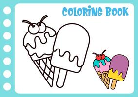 tekening en kleur voor kinderen. kleur ijs room vector
