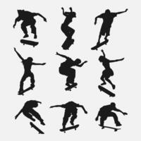 reeks van skateboarders. jongens en meisjes. silhouet . vector