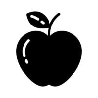 appel gestileerde silhouet herfst fruit met blad icoon sticker kaarten of web ontwerp concept isoleren vector