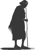 silhouet inheems Afrikaanse stam ouderen vrouw zwart kleur enkel en alleen vector