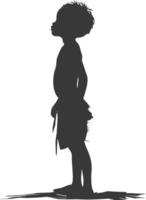 silhouet inheems Afrikaanse stam weinig jongen zwart kleur enkel en alleen vector