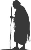 silhouet inheems Afrikaanse stam ouderen vrouw zwart kleur enkel en alleen vector