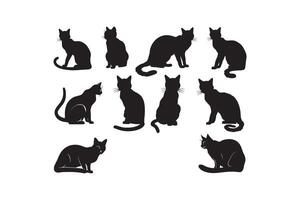 silhouet verzameling van katten in divers poses vector