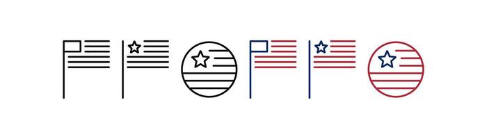 vlag Amerika lijnen icoon set. illustratie ontwerp. vector