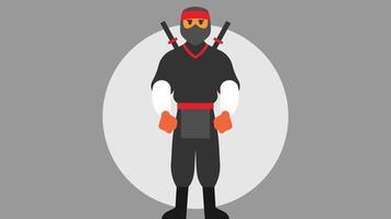 Ninja krijger met zwaard en uniform vector