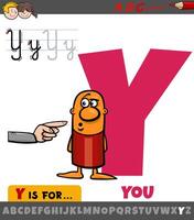 brief y van alfabet met tekenfilm illustratie van u uitdrukking vector