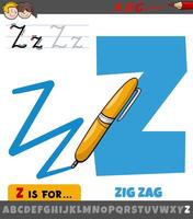 brief z van alfabet met illustratie van zig zag patroon vector