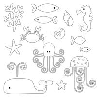 Sea Life digitale postzegels Clipart vector