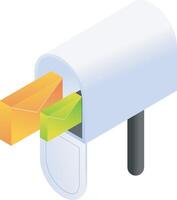 zetten de brief envelop in de post doos vector