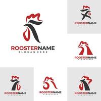 reeks van haan logo sjabloon, creatief haan hoofd logo ontwerp concepten vector