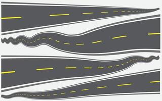 wegen in perspectief. gebogen traject weg gebogen stad straat vector