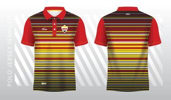 rood en geel abstract achtergrond voor polo Jersey sport. sport uniform in voorkant en terug visie. bespotten omhoog voor sport club. vector