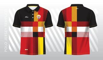 rood en geel abstract achtergrond voor polo Jersey sport. sport uniform in voorkant en terug visie. bespotten omhoog voor sport club. vector