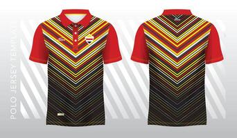 rood en geel abstract achtergrond voor polo Jersey sport. sport uniform in voorkant en terug visie. bespotten omhoog voor sport club. vector