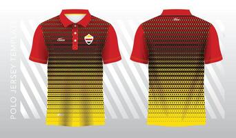 rood en geel abstract achtergrond voor polo Jersey sport. sport uniform in voorkant en terug visie. bespotten omhoog voor sport club. vector