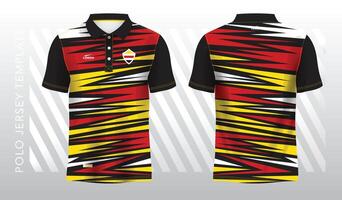 rood en geel abstract achtergrond voor polo Jersey sport. sport uniform in voorkant en terug visie. bespotten omhoog voor sport club. vector