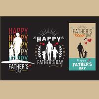 gelukkige vaderdag silhouet van vader en zoon of dochter vector